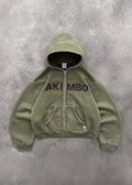 STUDDED TRAINING ZIP-UP HOODIE - OD GREEN