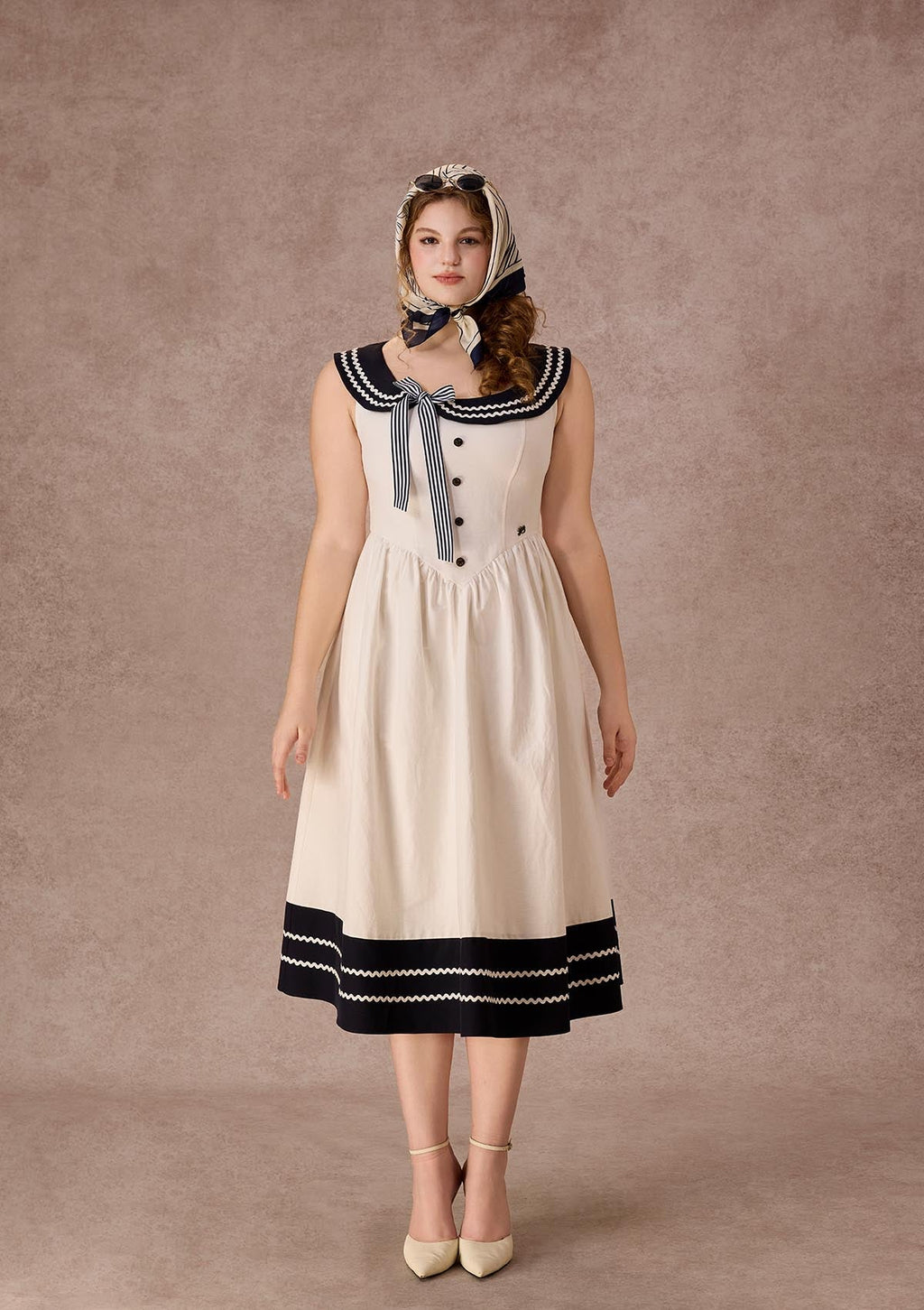 Curve&Plus Sailor Love Letter Dress(Navy)