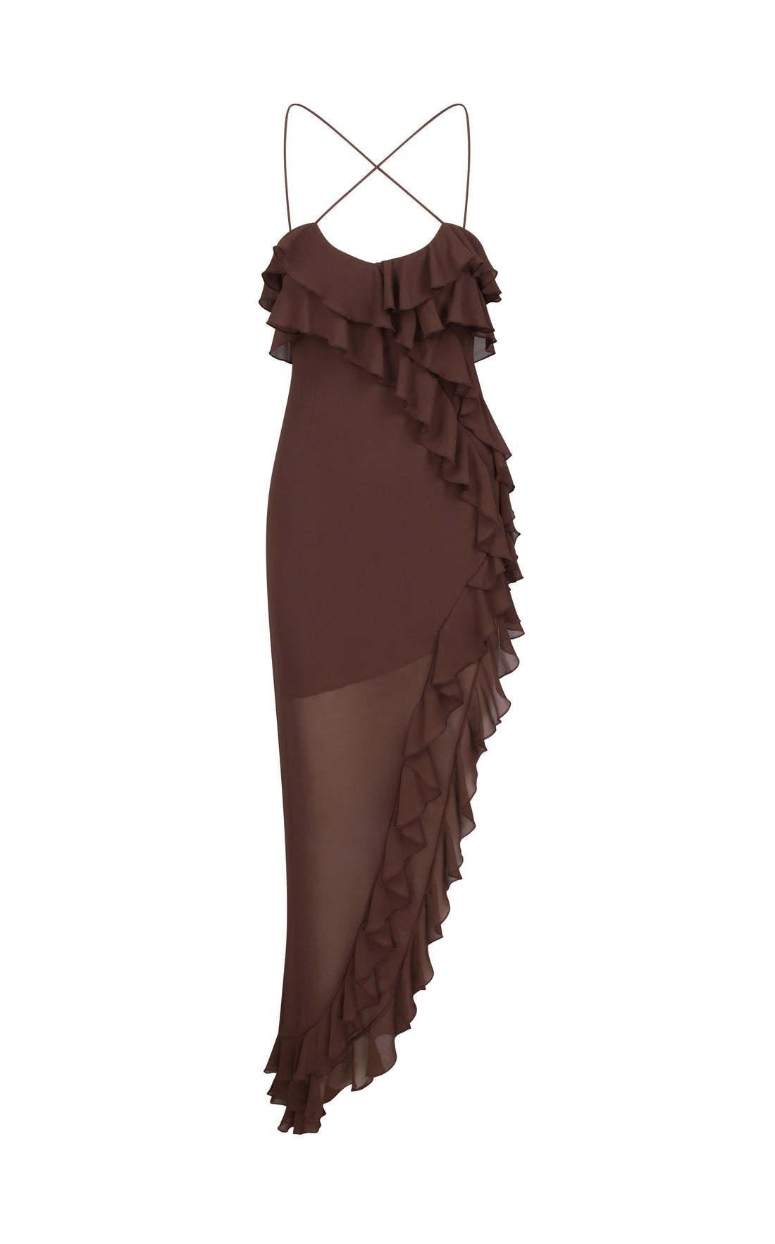 Romantic Ruffled Floral Slit Midi Dress