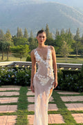 Soft Allure Tulle 3D Floral Spaghetti Dress