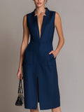 Sleeveless Tailored Midi Dress