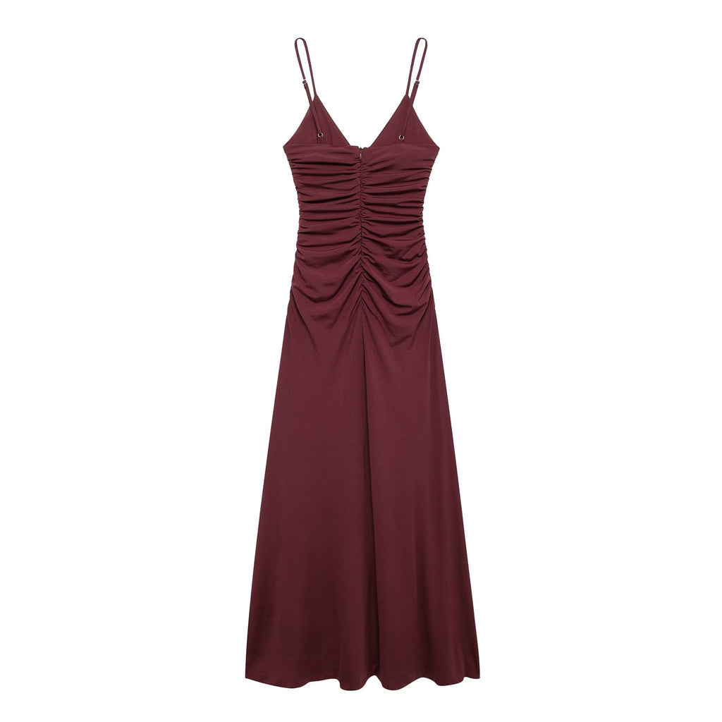 French Floral Decoration V Neck Midi Dress