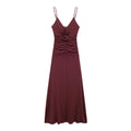 French Floral Decoration V Neck Midi Dress