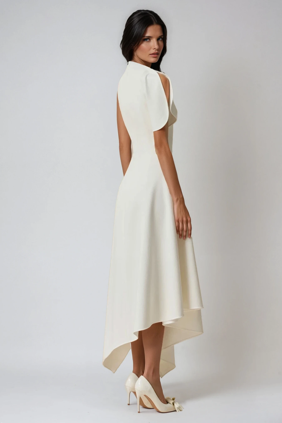 Dorthy Asymmetric Ruffle Midi Dress