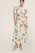 Graffiti Print Puff Sleeve Dress