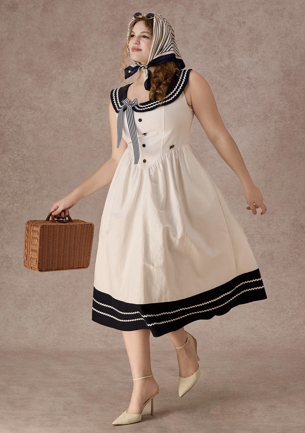 Curve&Plus Sailor Love Letter Dress(Navy)