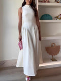 Casual Pleated Slim Low Waist Midi Dress