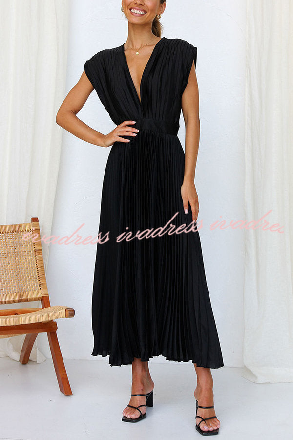 Hello Gorgeous Satin Pleated Midi Dress