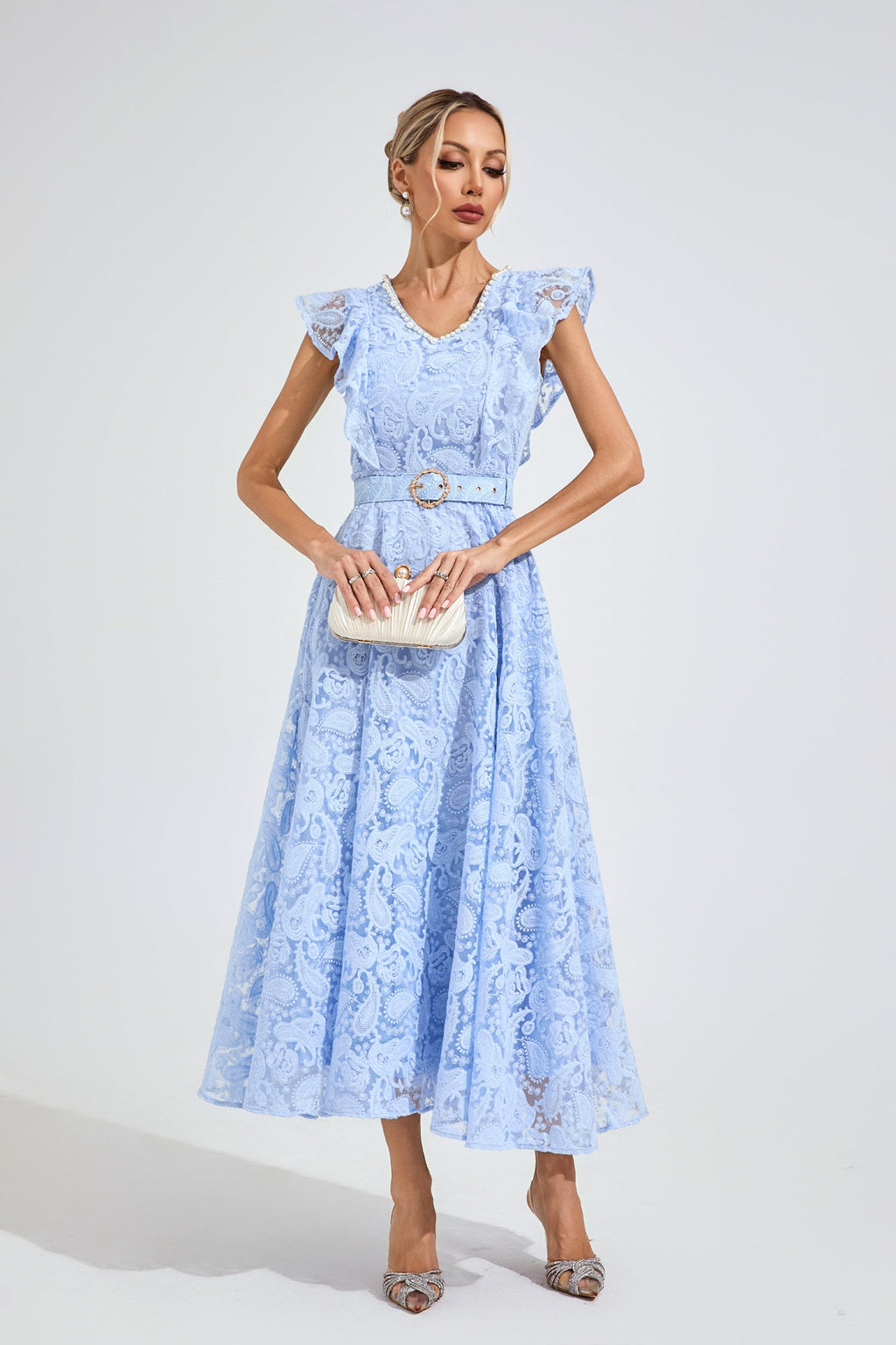 Carter Sapphire Blue Wrap Midi Dress