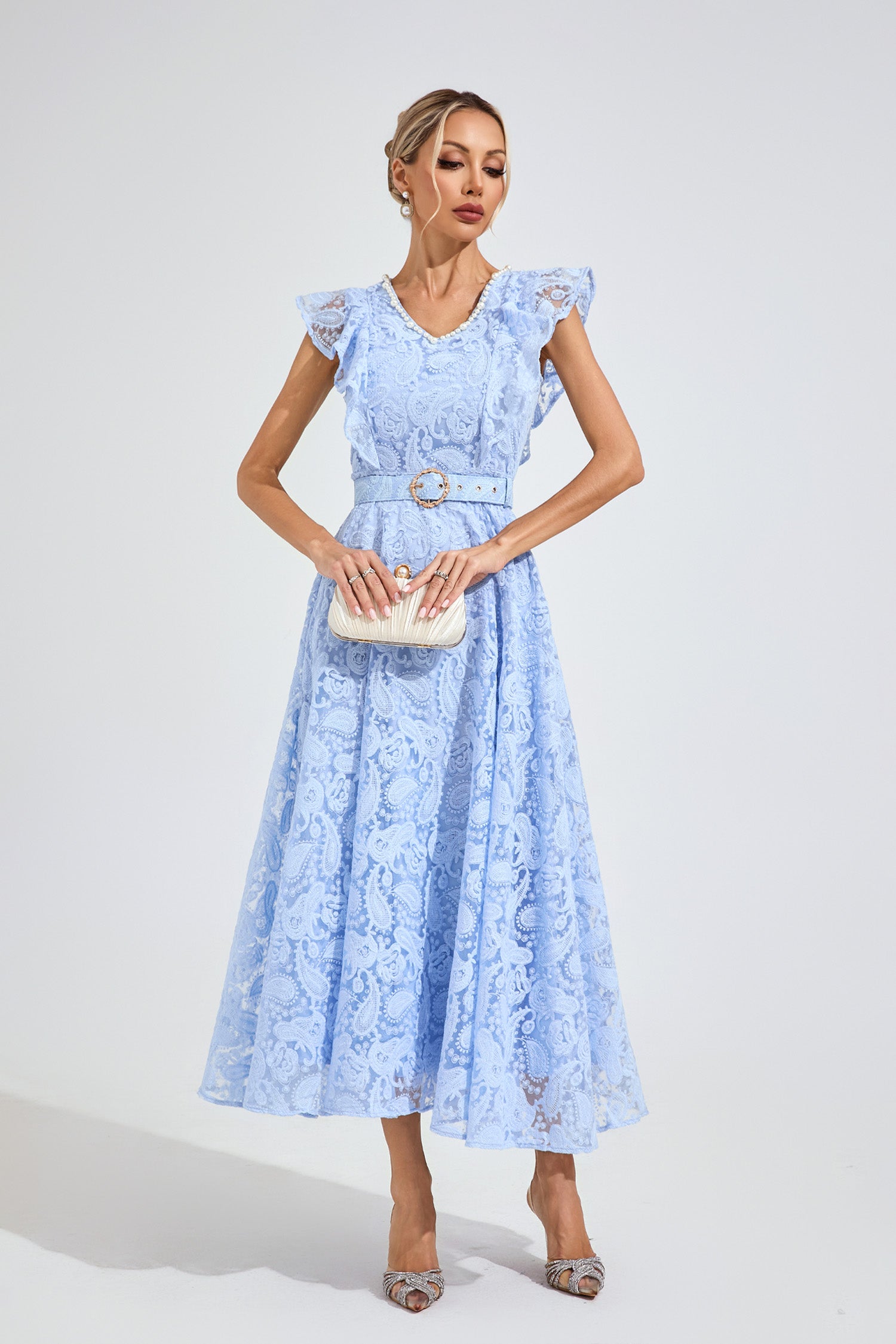 Carter Sapphire Blue Wrap Midi Dress