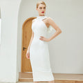 Bandage Dress Evening Dress Bandagedress White Tight Strappy Bow Midi Dress Performance Dress