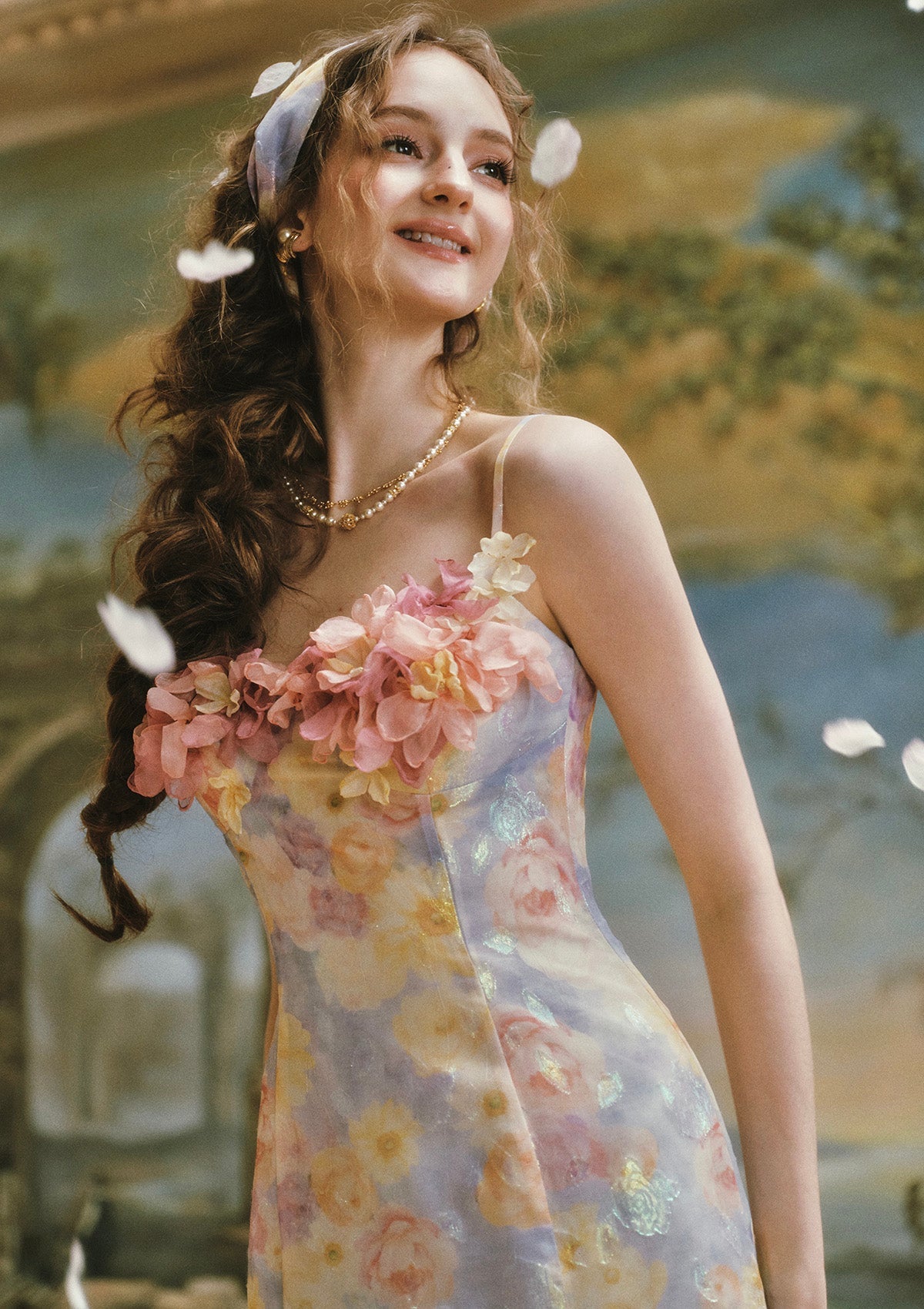 Oil Paint Floral Court Dress