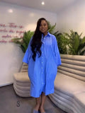 Plus Size Backless Stripe Cardigan Dress