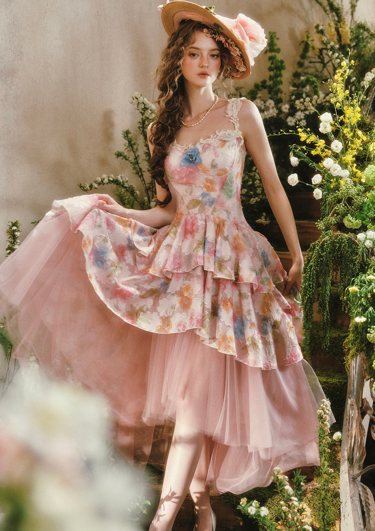 Blazing Cloud Blossom Corset Dress