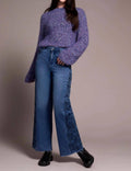 Tribal - Brooke High Rise Wide Leg Jeans With Side-Embroidery