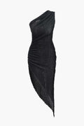 One Shoulder Asymmetric Midi Dress