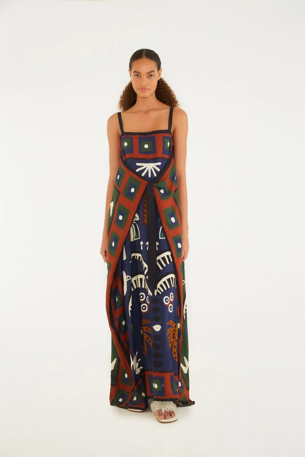 Scarf Print Midi Dress