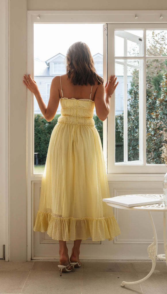 Sling Ruffle Sweet Midi Dress
