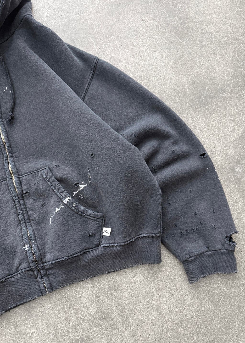 WATCH PEEKER ZIP-UP HOODIE - FADED BLACK