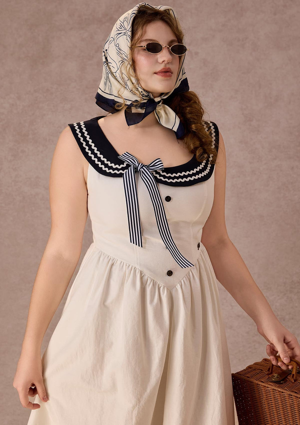 Curve&Plus Sailor Love Letter Dress(Navy)