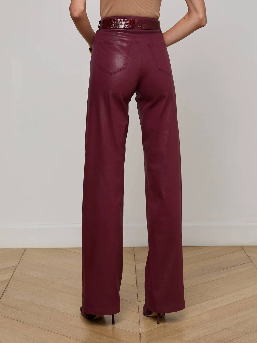 L'Agence - Clayton Coated Wide-leg Jean