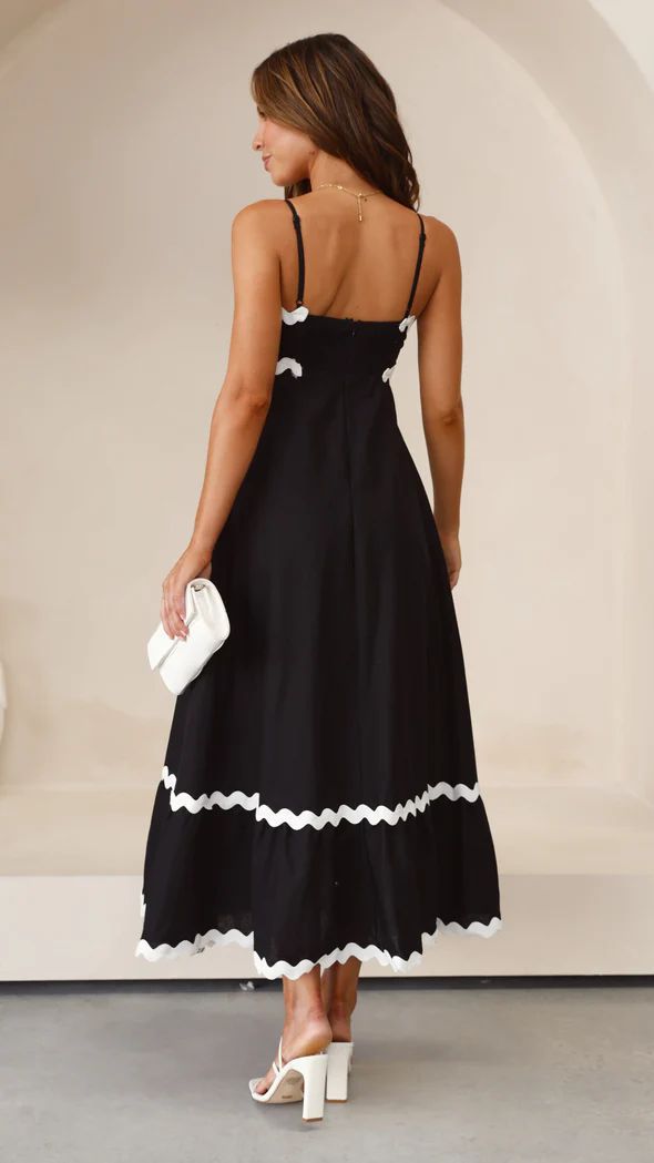 Sling Solid Color Wave Midi Dress