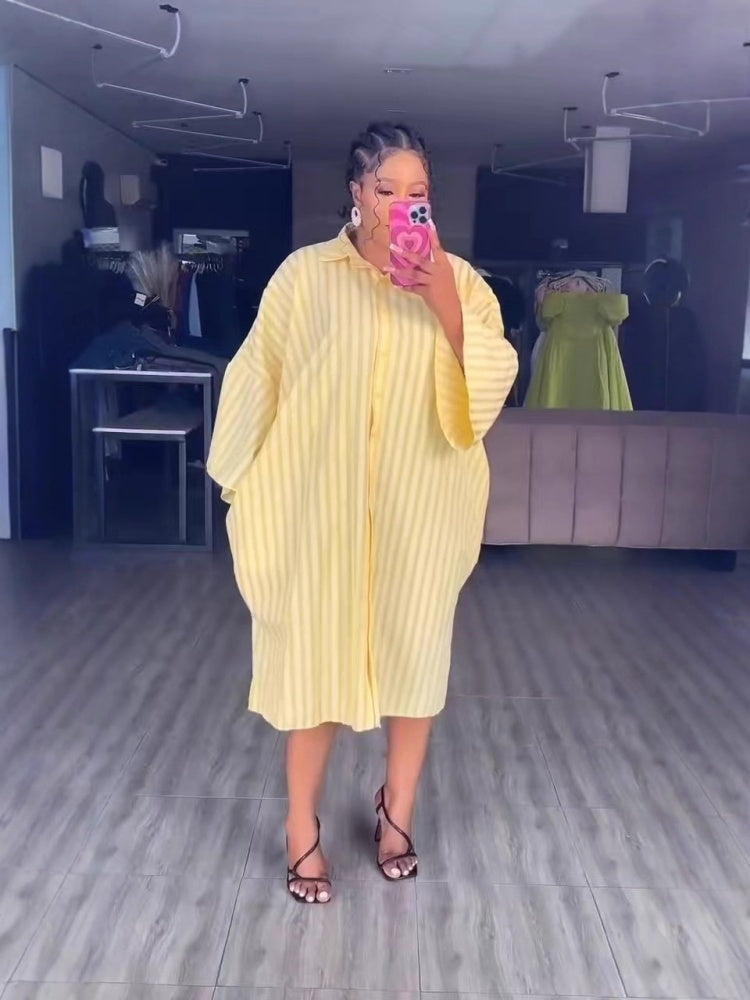 Plus Size Backless Stripe Cardigan Dress