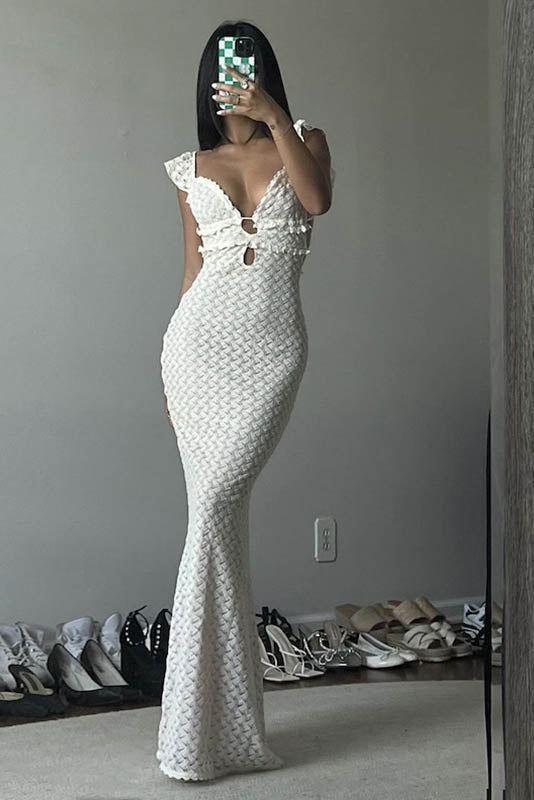 Pure Desire Hollow-out V-neck Maxi Dress