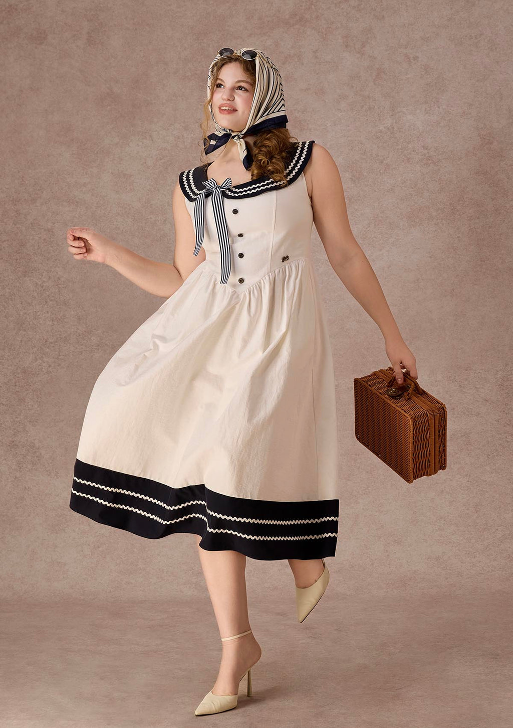 Curve&Plus Sailor Love Letter Dress(Navy)