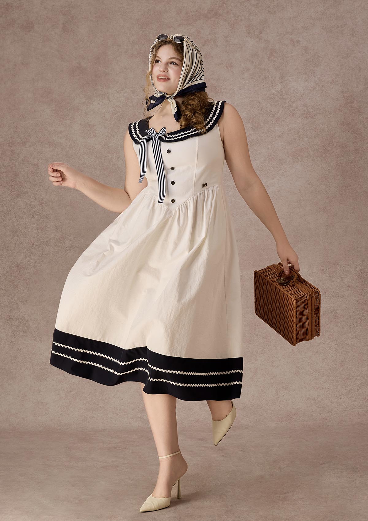 Curve&Plus Sailor Love Letter Dress(Navy)