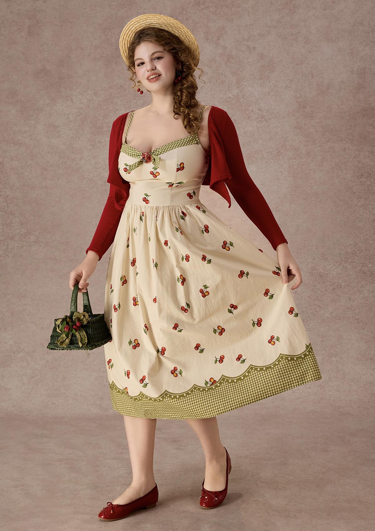 Curve&Plus Wild Cherry Dress(Long)