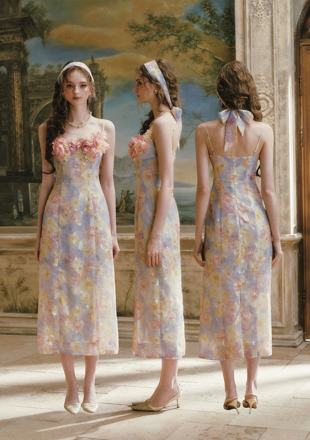 Oil Paint Floral Court Dress