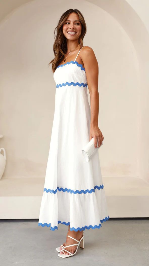 Sling Solid Color Wave Midi Dress