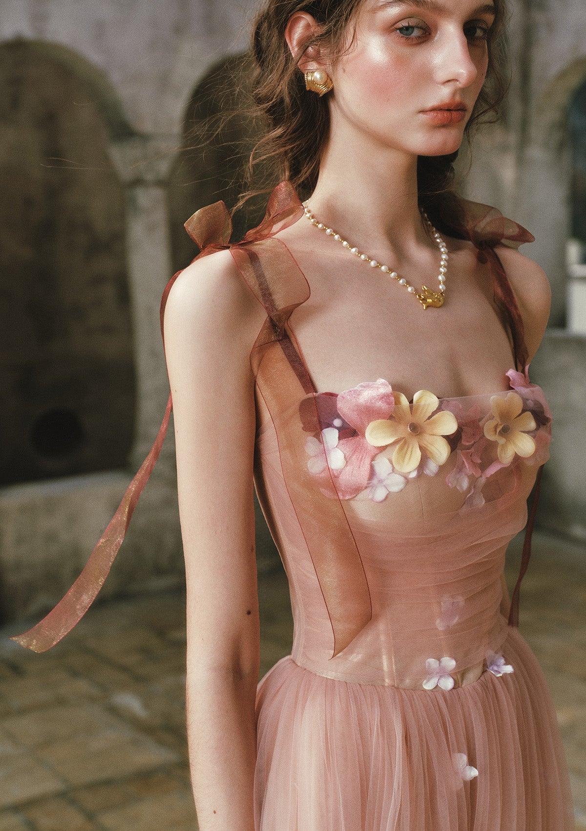Fluttering Ribbon Dance Corset Dress