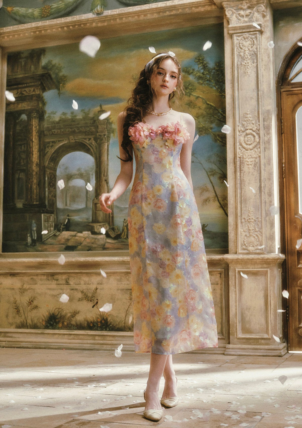 Oil Paint Floral Court Dress