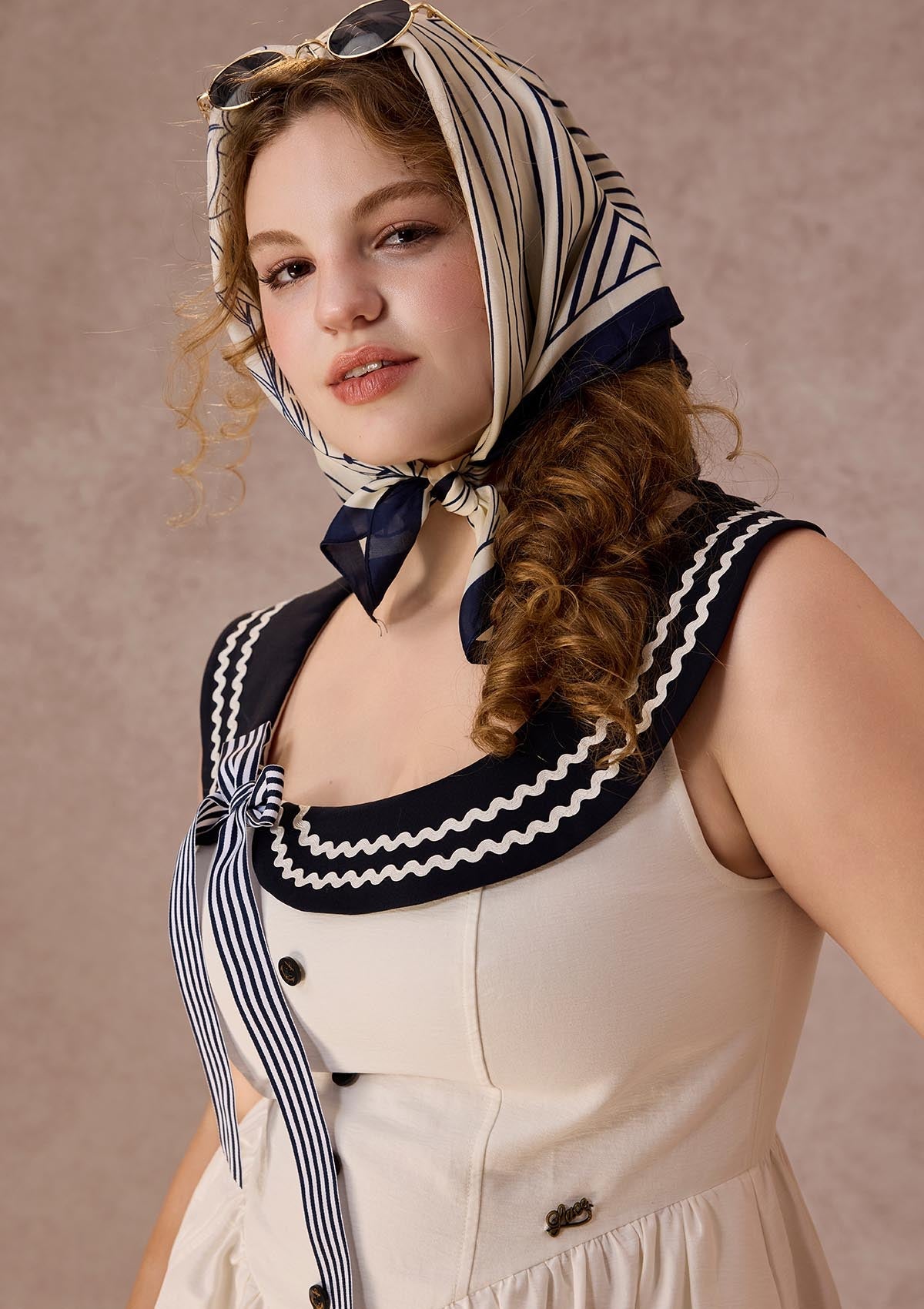 Curve&Plus Sailor Love Letter Dress(Navy)