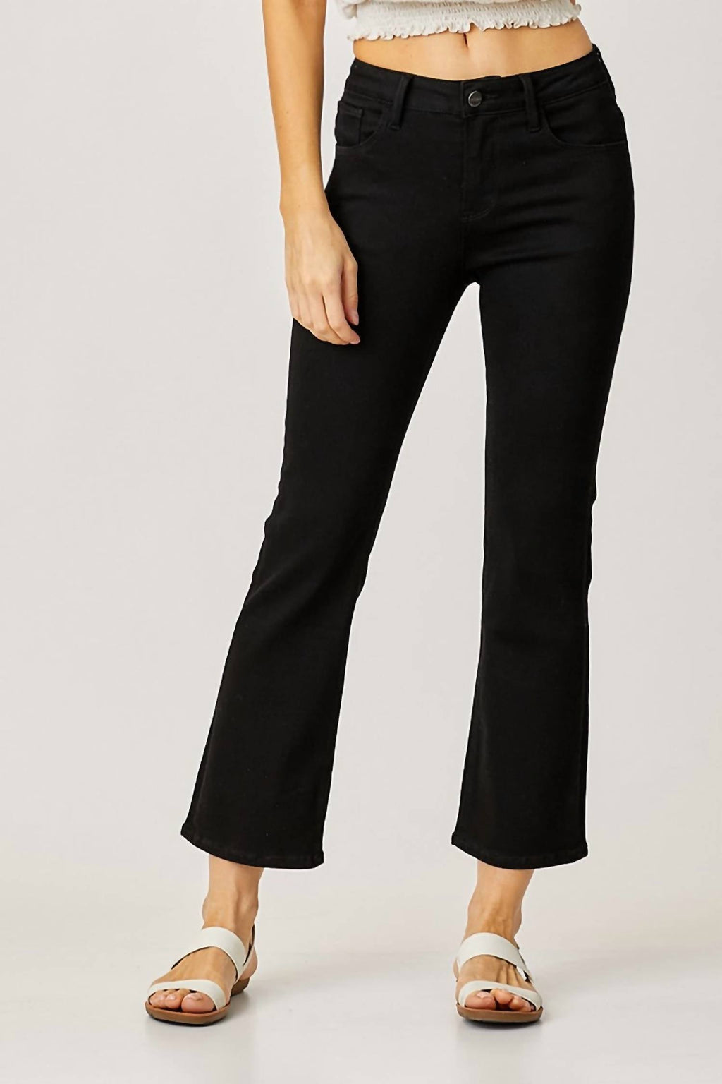 Risen - Dominique Mid Rise Crop Straight Jeans