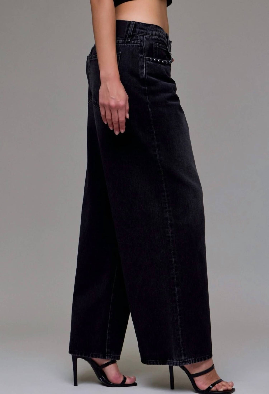 Hidden - Women's Oversized Low Slung Studded Baggy Jean