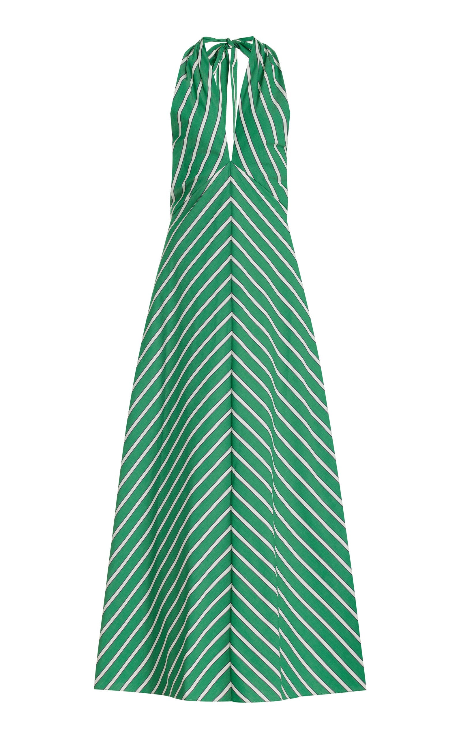 Halter Striped Print Midi Dress