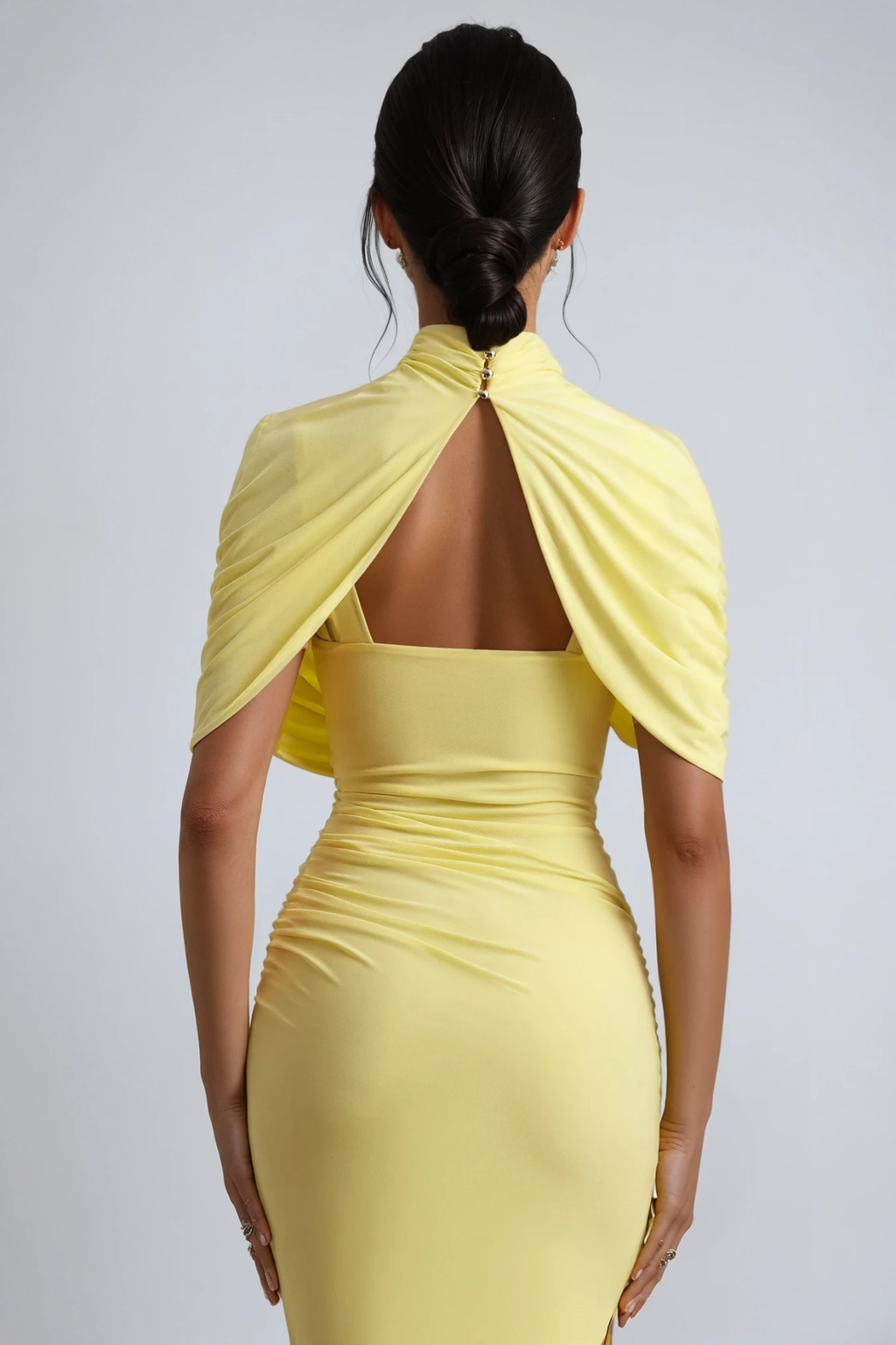 Dominika Asymmetric Bodycon Shawl Midi Dress
