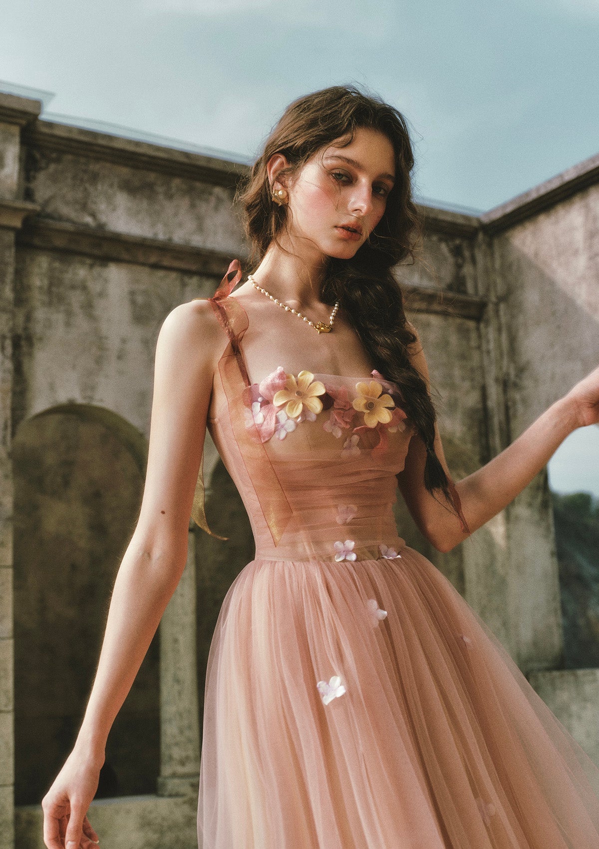 Fluttering Ribbon Dance Corset Dress
