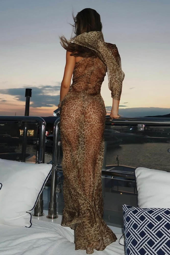Leopard Mirage One-Shoulder Dress