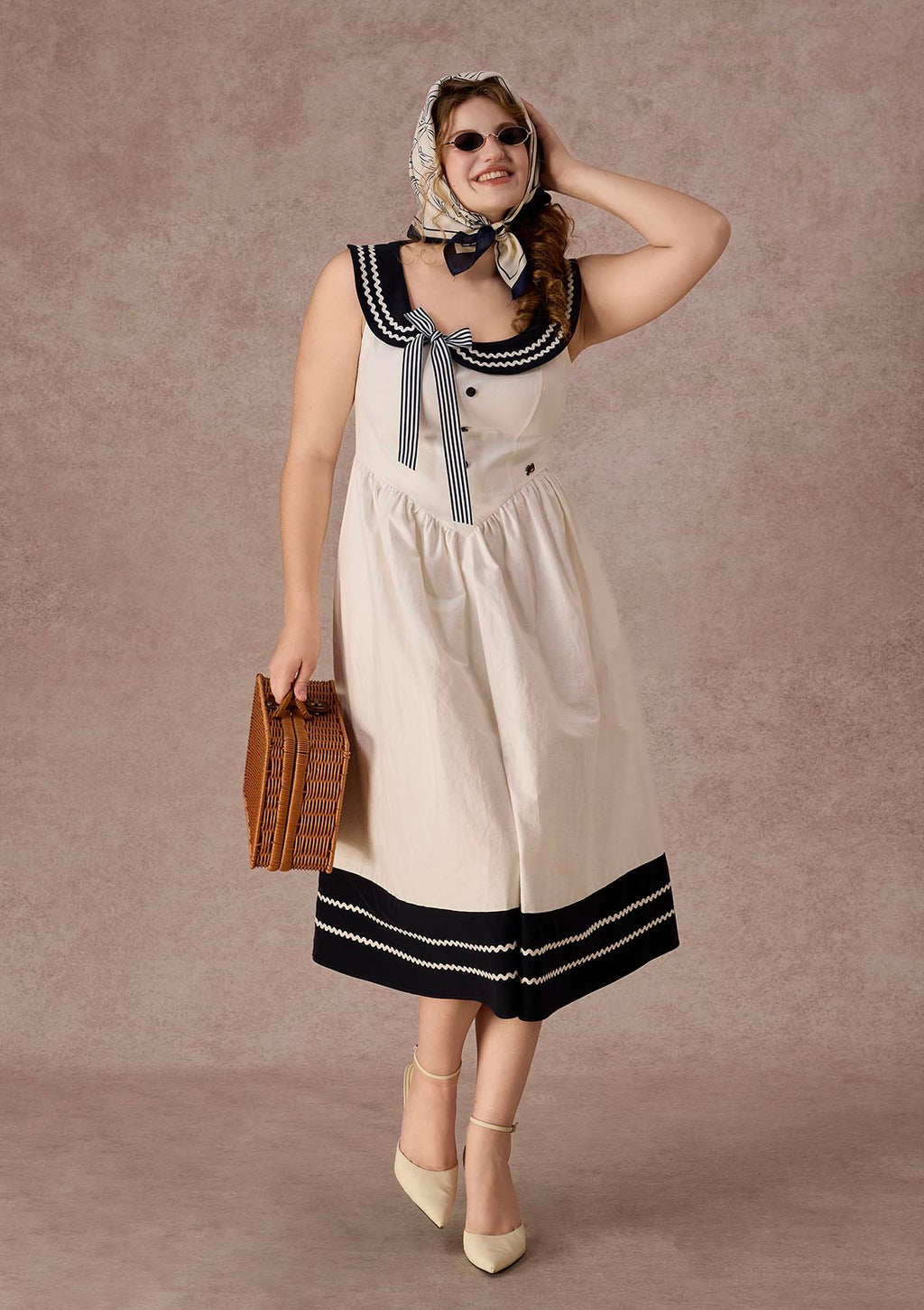 Curve&Plus Sailor Love Letter Dress(Navy)