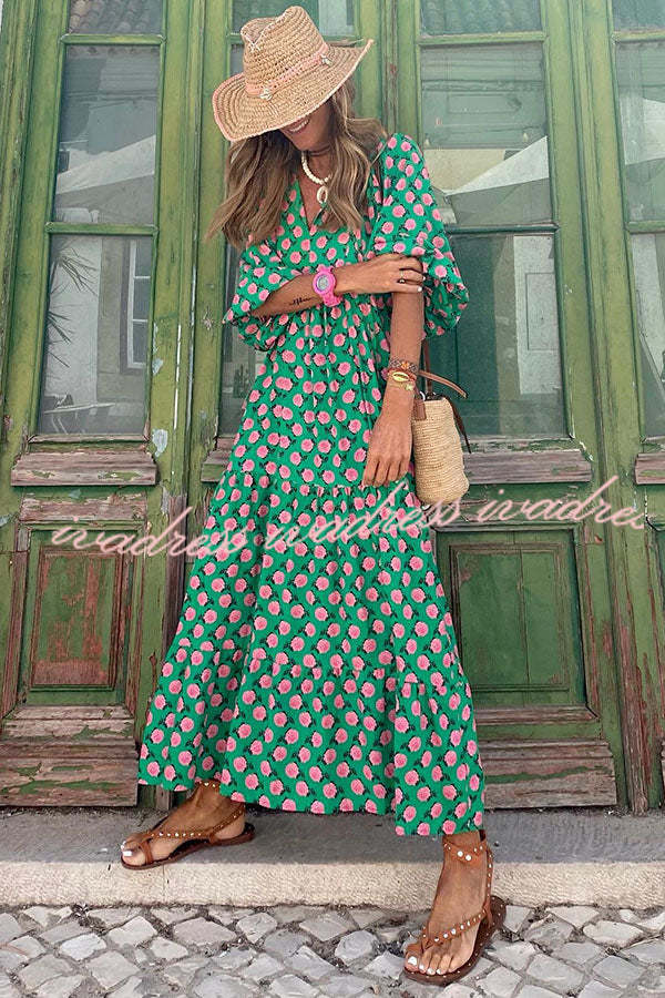 Fabulous Time Puff Sleeve Tiered Midi Dress