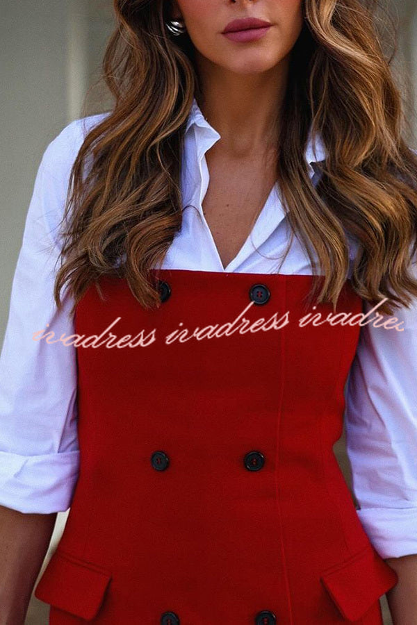 Admire Solid Color Pocket Button Back Zip Off Shoulder Midi Dress