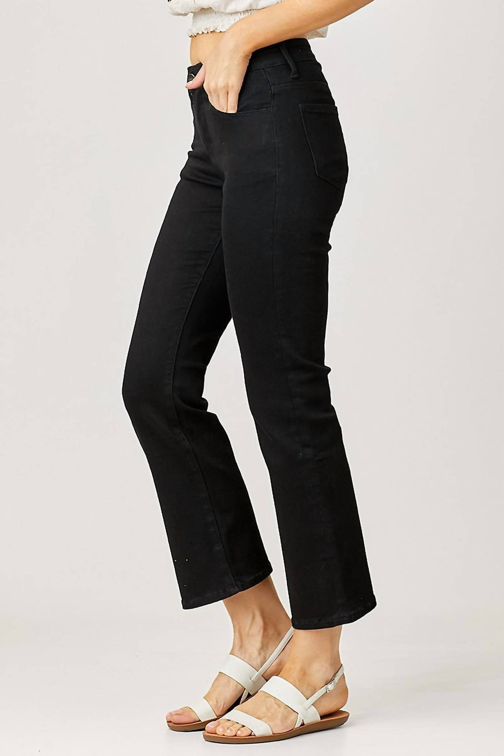 Risen - Dominique Mid Rise Crop Straight Jeans
