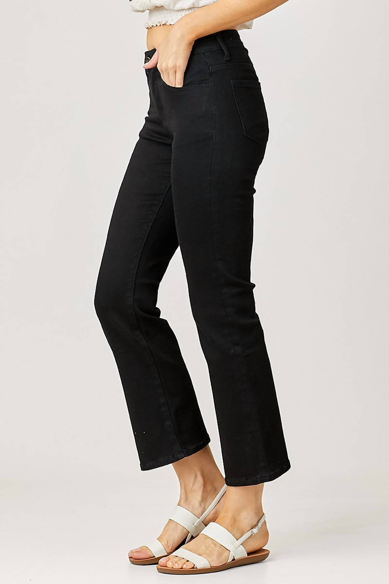 Risen - Dominique Mid Rise Crop Straight Jeans