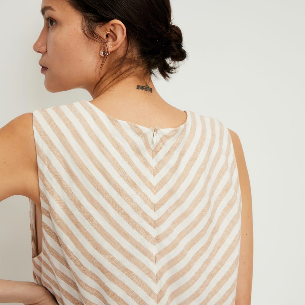 The Linen Bias Cut Dress | Bone / Caramel