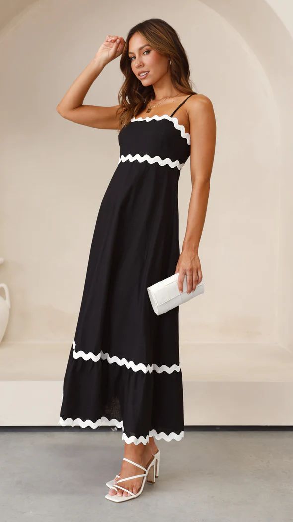 Sling Solid Color Wave Midi Dress