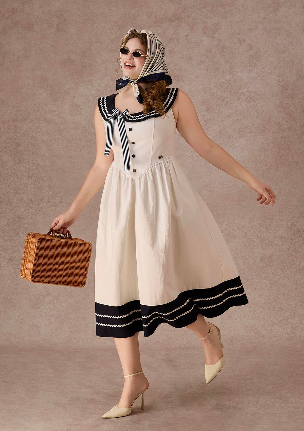 Curve&Plus Sailor Love Letter Dress(Navy)